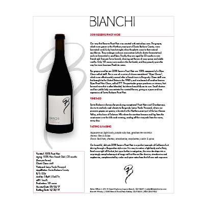 Reserve Selection Notes | Bianchi Winery Paso Robles